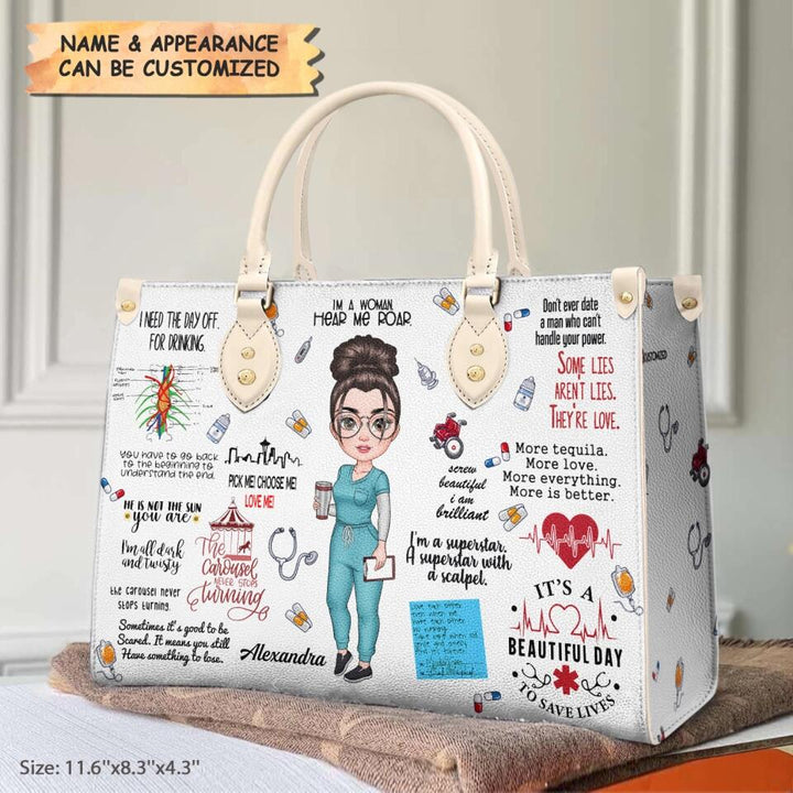 Personalized Leather Bag - Gift For Nurse - Scrub Life ARND018