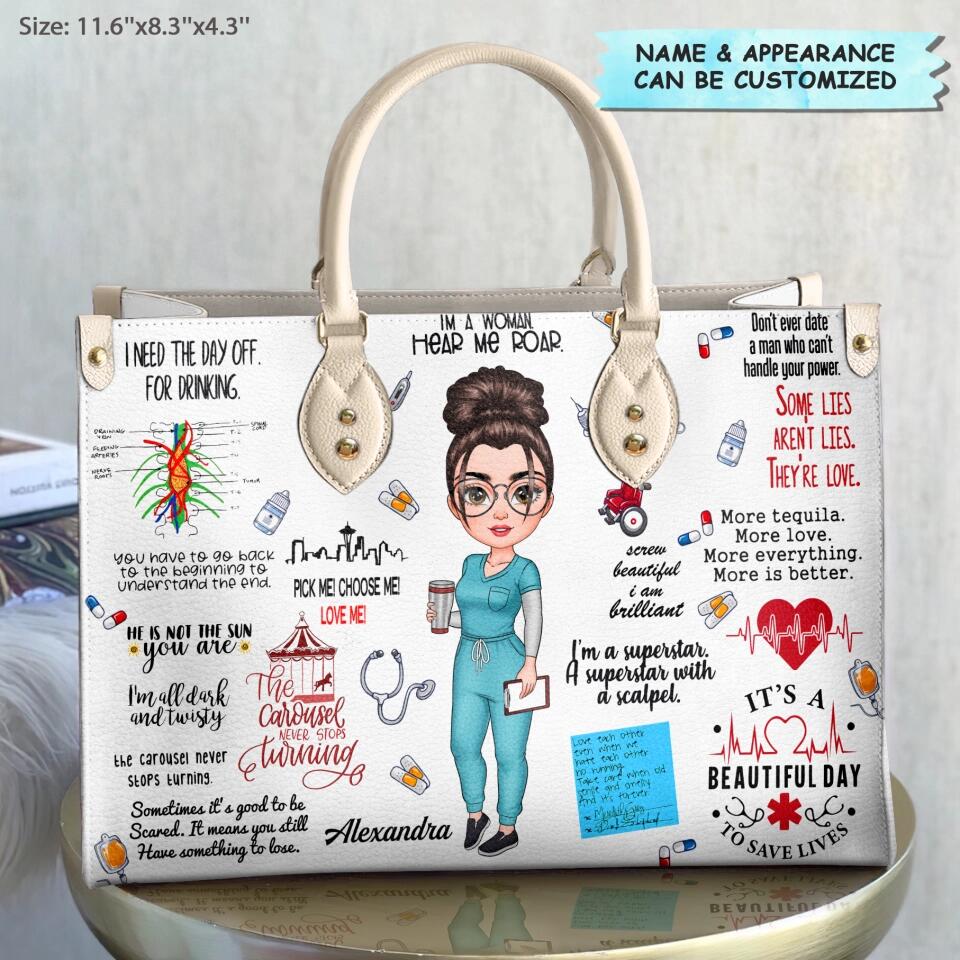 Personalized Leather Bag - Gift For Nurse - Scrub Life ARND018