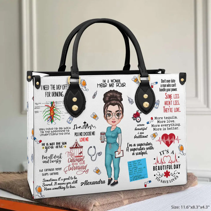 Personalized Leather Bag - Gift For Nurse - Scrub Life ARND018