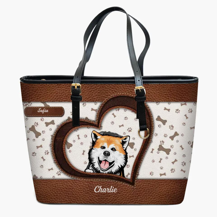 Personalized Leather Bucket Bag - Gift For Pet Lover- Dog Mom Cat Mom ARND037