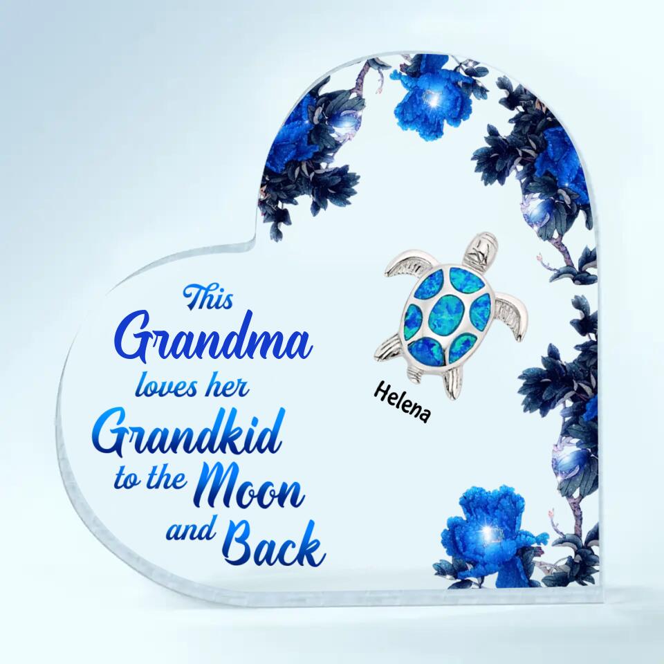 Personalized Heart-shaped Acrylic Plaque - Gift For Grandma - This Grandma Loves Her Grandkids To The Moon & Back ARND018