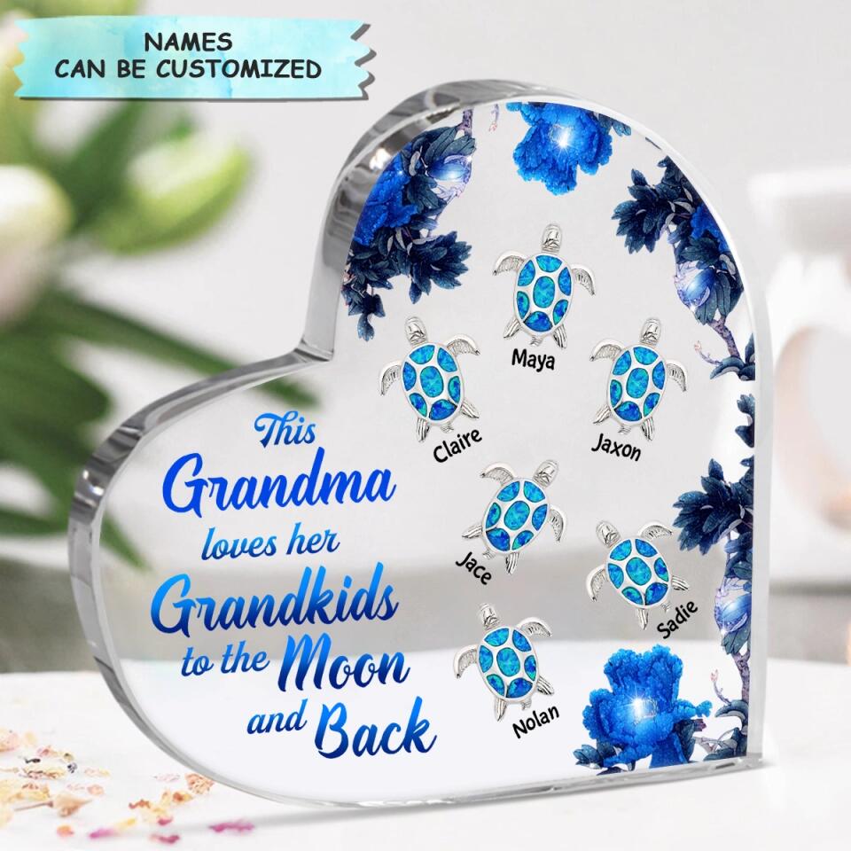 Personalized Heart-shaped Acrylic Plaque - Gift For Grandma - This Grandma Loves Her Grandkids To The Moon & Back ARND018