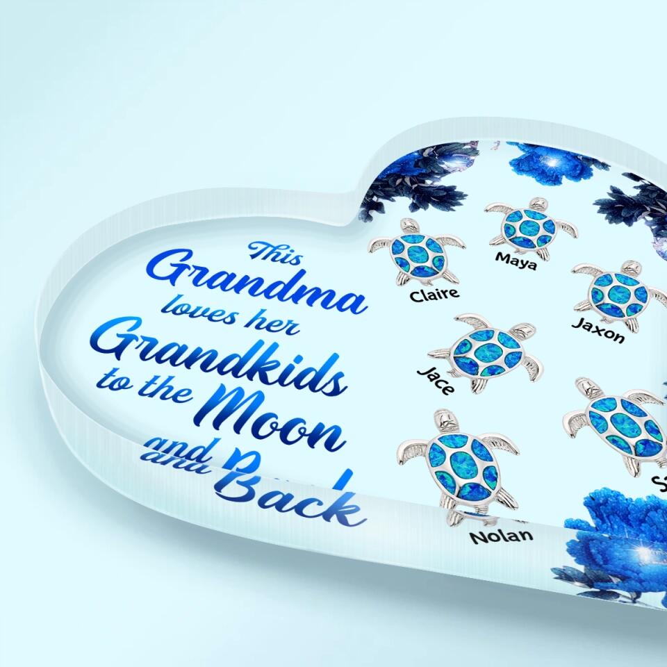 Personalized Heart-shaped Acrylic Plaque - Gift For Grandma - This Grandma Loves Her Grandkids To The Moon & Back ARND018