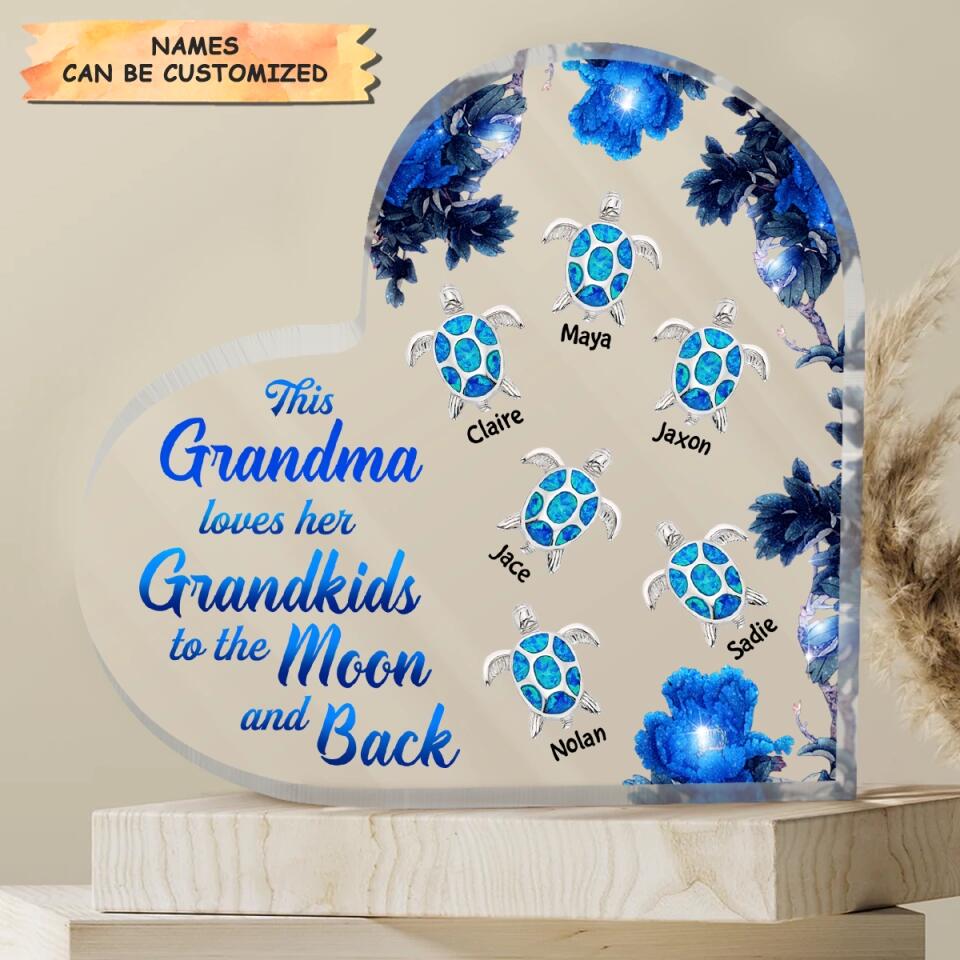 Personalized Heart-shaped Acrylic Plaque - Gift For Grandma - This Grandma Loves Her Grandkids To The Moon & Back ARND018