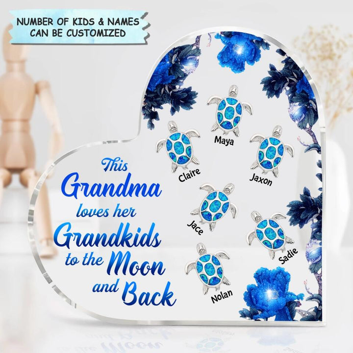 Personalized Heart-shaped Acrylic Plaque - Gift For Grandma - This Grandma Loves Her Grandkids To The Moon & Back ARND018
