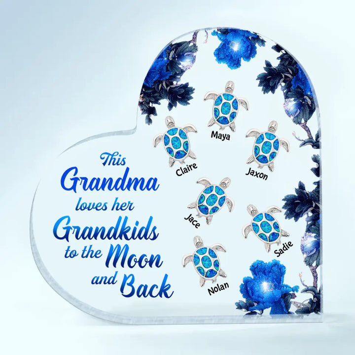 Personalized Heart-shaped Acrylic Plaque - Gift For Grandma - This Grandma Loves Her Grandkids To The Moon & Back ARND018