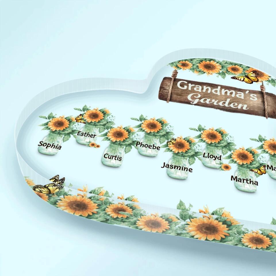 Personalized Heart-shaped Acrylic Plaque - Gift For Grandma - Grandma's Garden ARND018