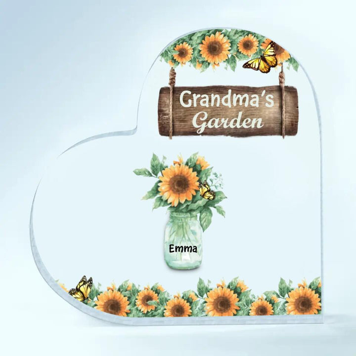Personalized Heart-shaped Acrylic Plaque - Gift For Grandma - Grandma's Garden ARND018