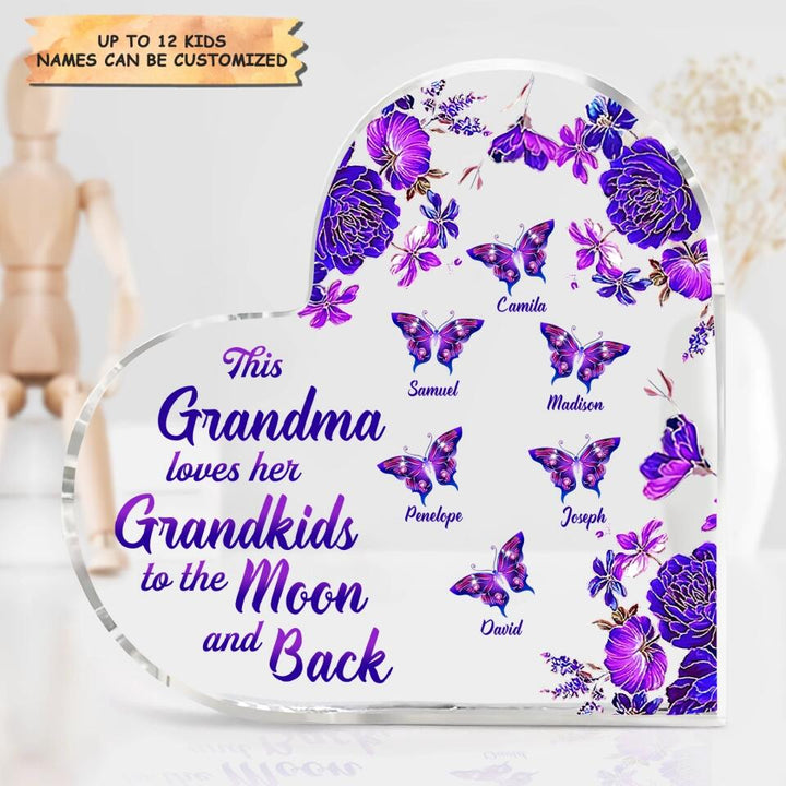 Personalized Heart-shaped Acrylic Plaque - Gift For Mom & Grandma - This Grandma Loves Her Grandkids ARND005