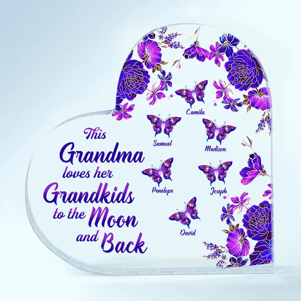 Personalized Heart-shaped Acrylic Plaque - Gift For Mom & Grandma - This Grandma Loves Her Grandkids ARND005