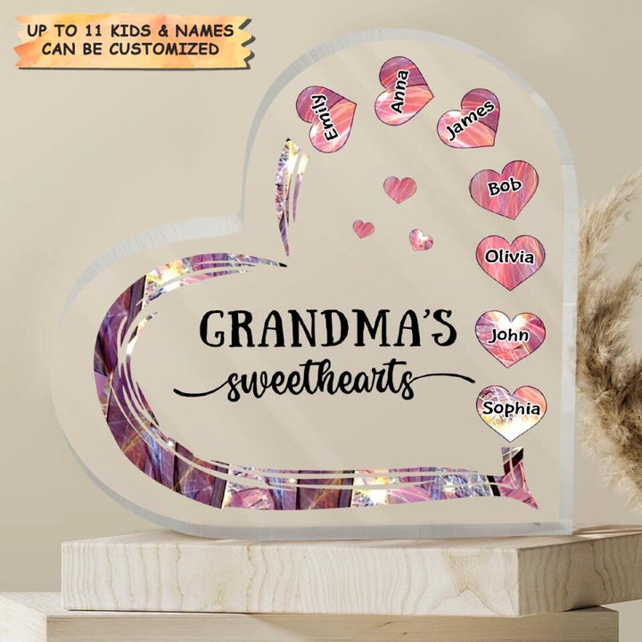 Personalized Heart-shaped Acrylic Plaque - Gift For Grandma - Grandma's Sweethearts ARND037