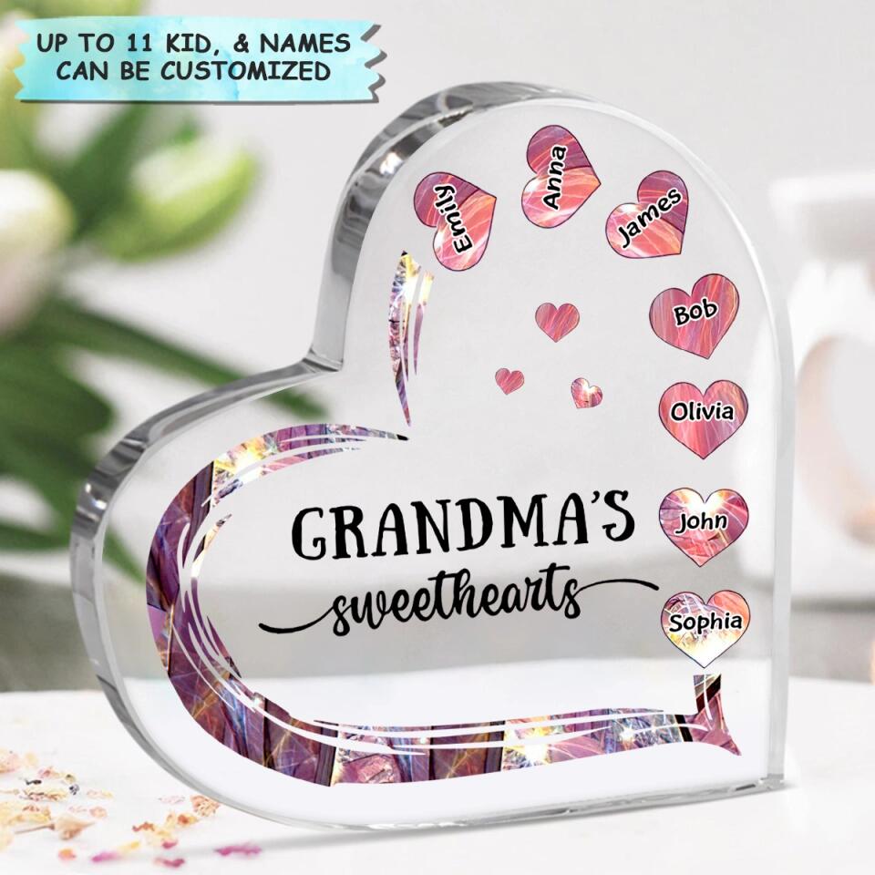 Personalized Heart-shaped Acrylic Plaque - Gift For Grandma - Grandma's Sweethearts ARND037