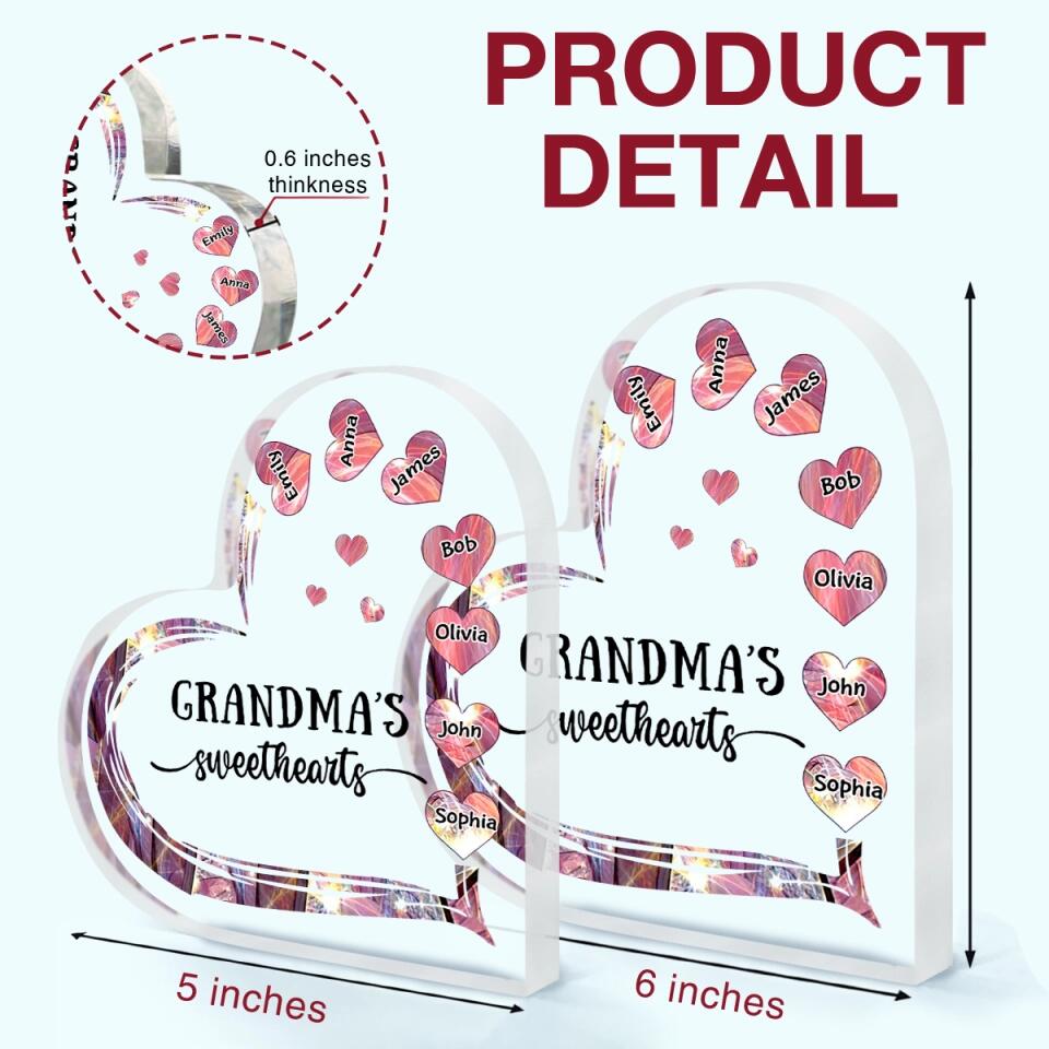 Personalized Heart-shaped Acrylic Plaque - Gift For Grandma - Grandma's Sweethearts ARND037