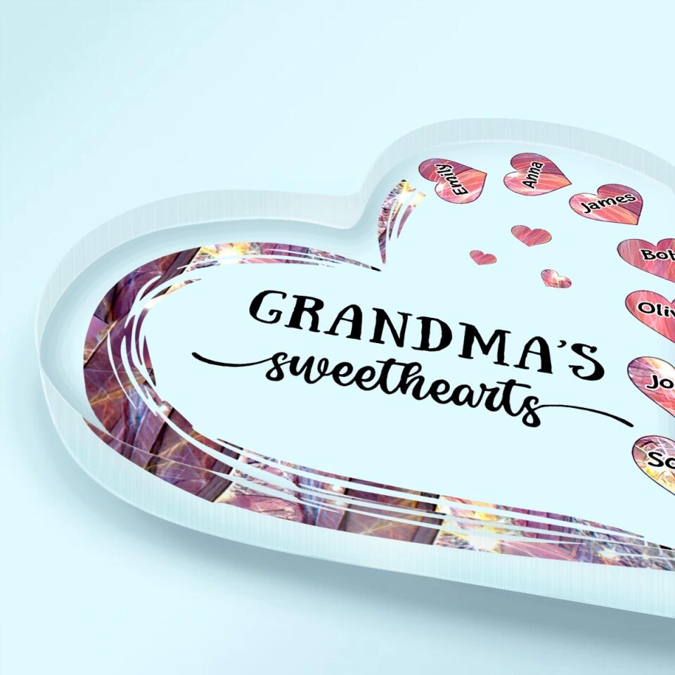 Personalized Heart-shaped Acrylic Plaque - Gift For Grandma - Grandma's Sweethearts ARND037