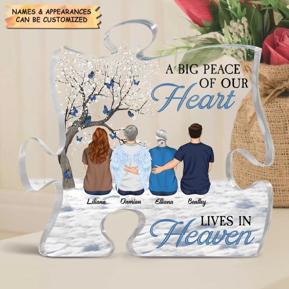 Personalized Puzzle Acrylic Plaque - Gift For Family - A Big Peace Of My Heart Lives In Heaven ARND036
