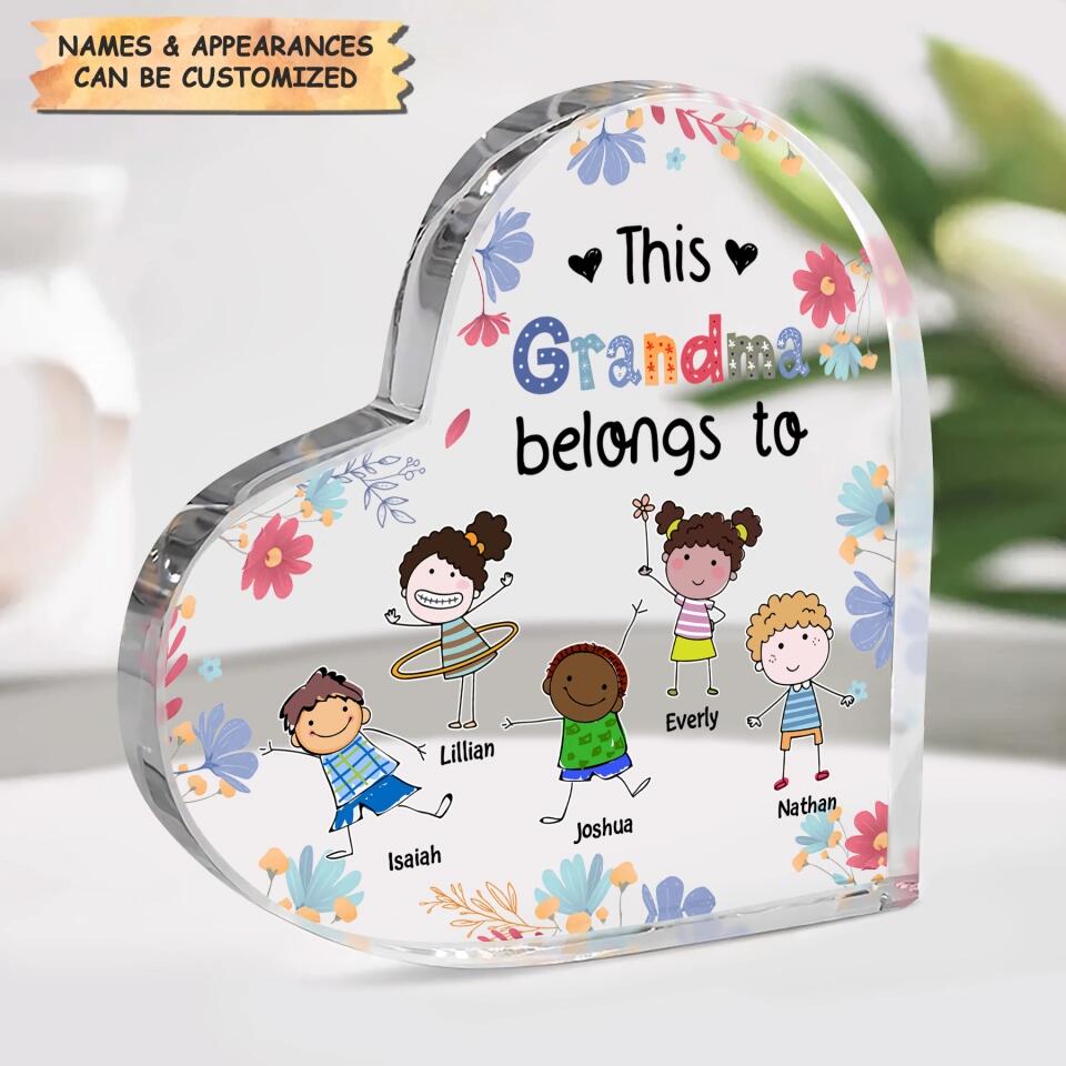 Personalized Heart-shaped Acrylic Plaque - Gift For Mom & Grandma - This Grandma Belongs To ARND018