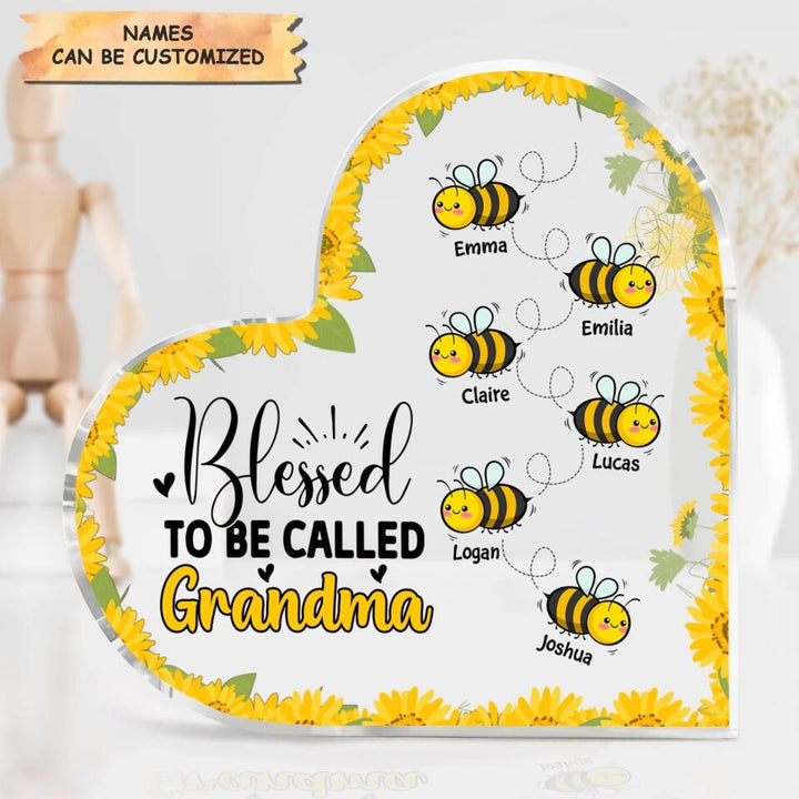 Personalized Heart-shaped Acrylic Plaque - Gift For Grandma - Blessed To Be Called Grandma Bee ARND005