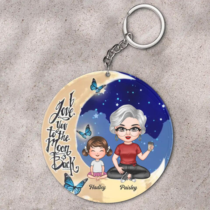 Personalized Keychain - Gift For Grandma - I Love You To The Moon And Back ARND036