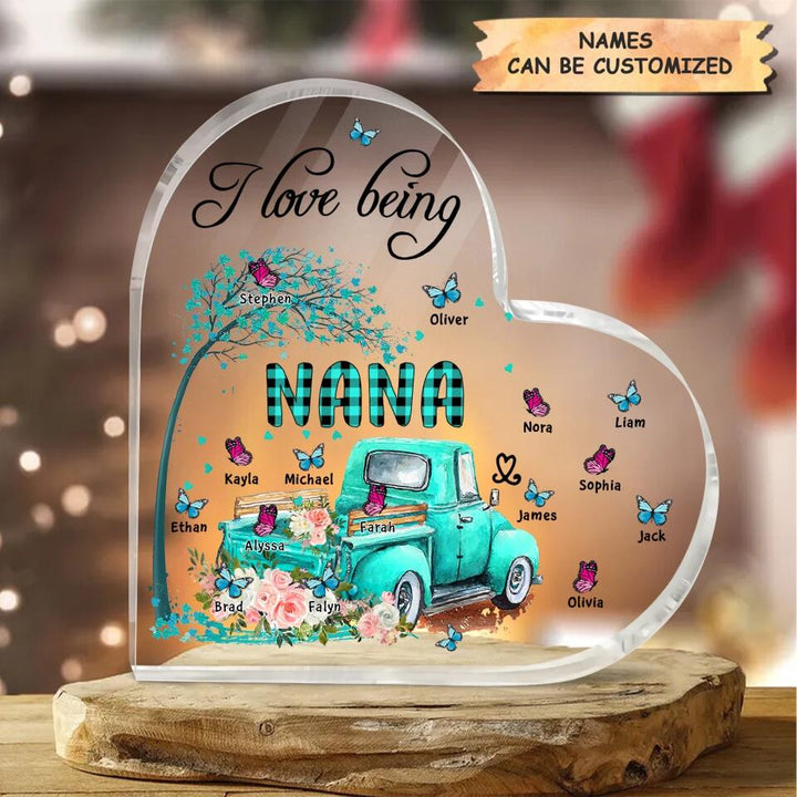 Personalized Heart-shaped Acrylic Plaque - Gift For Grandma - I Love Being Grandma ARND018