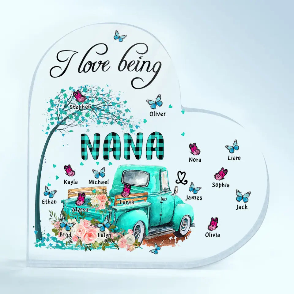 Personalized Heart-shaped Acrylic Plaque - Gift For Grandma - I Love Being Grandma ARND018