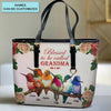 Personalized Leather Bucket Bag - Gift For Mom &amp; Grandma - Blessed To Be Called Grandma ARND018