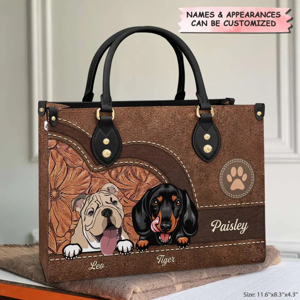 Personalized Leather Bag - Gift For Pet Lover - Colorful Heart ARND018