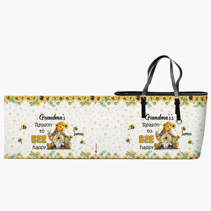 Personalized Leather Bucket Bag - Gift For Grandma - Grandma's Reasons To Bee Happy ARND037