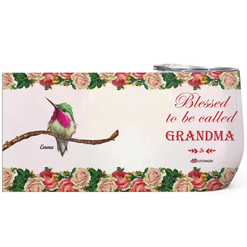 Personalized Wine Tumbler - Gift For Mom & Grandma - Blessed To Be Called Grandma ARND005