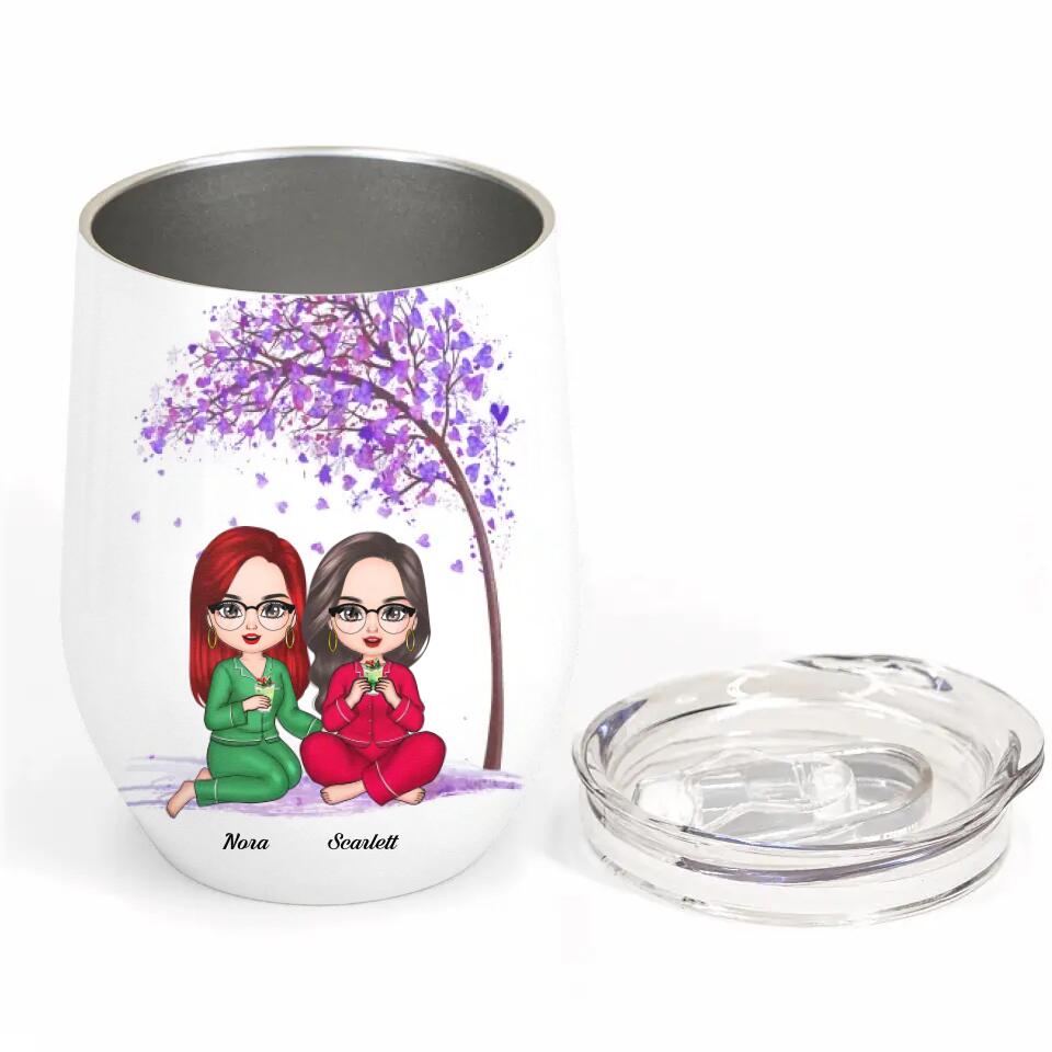 Personalized Wine Tumbler - Gift For Mom - Mother And Daughter Forever Linked Together ARND037