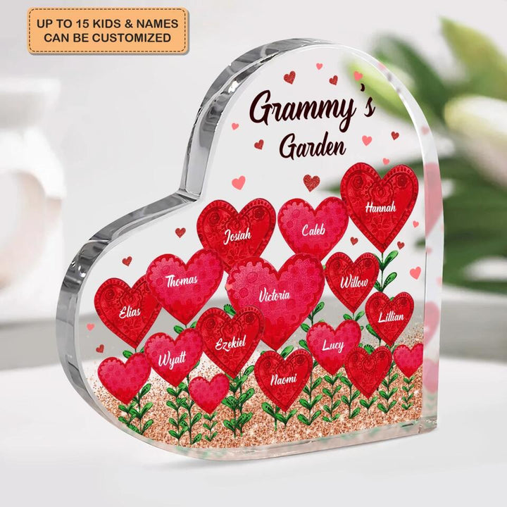 Personalized Heart-shaped Acrylic Plaque - Gift For Grandma - Grandma's Garden ARND037