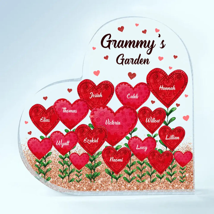 Personalized Heart-shaped Acrylic Plaque - Gift For Grandma - Grandma's Garden ARND037
