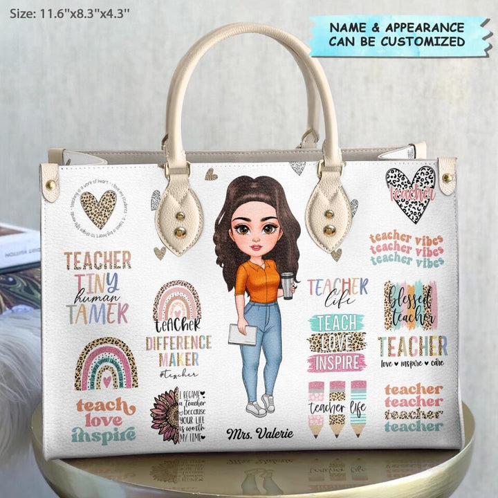 Personalized Leather Bag - Gift For Teacher - Teacher Vibes ARND018