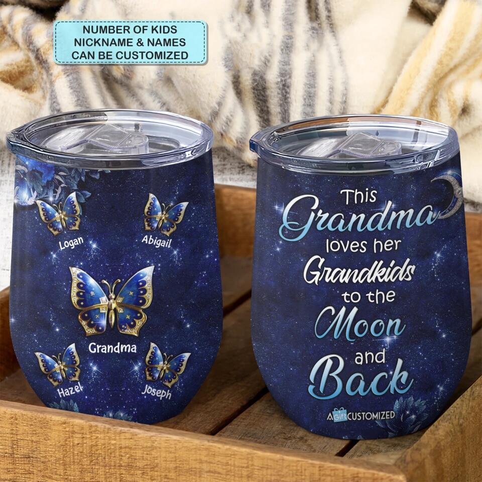 Personalized Wine Tumbler - Gift For Grandma - Grandma Butterfly ARND018