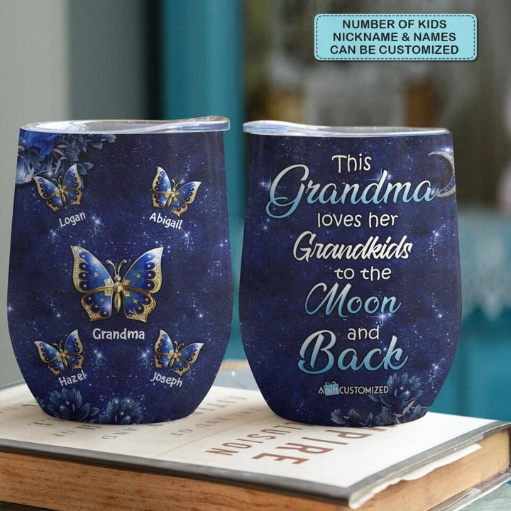 Personalized Wine Tumbler - Gift For Grandma - Grandma Butterfly ARND018