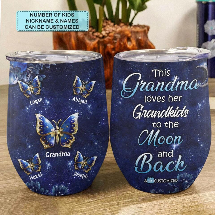 Personalized Wine Tumbler - Gift For Grandma - Grandma Butterfly ARND018