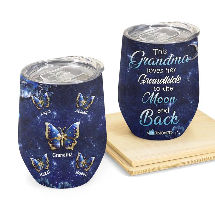 Personalized Wine Tumbler - Gift For Grandma - Grandma Butterfly ARND018