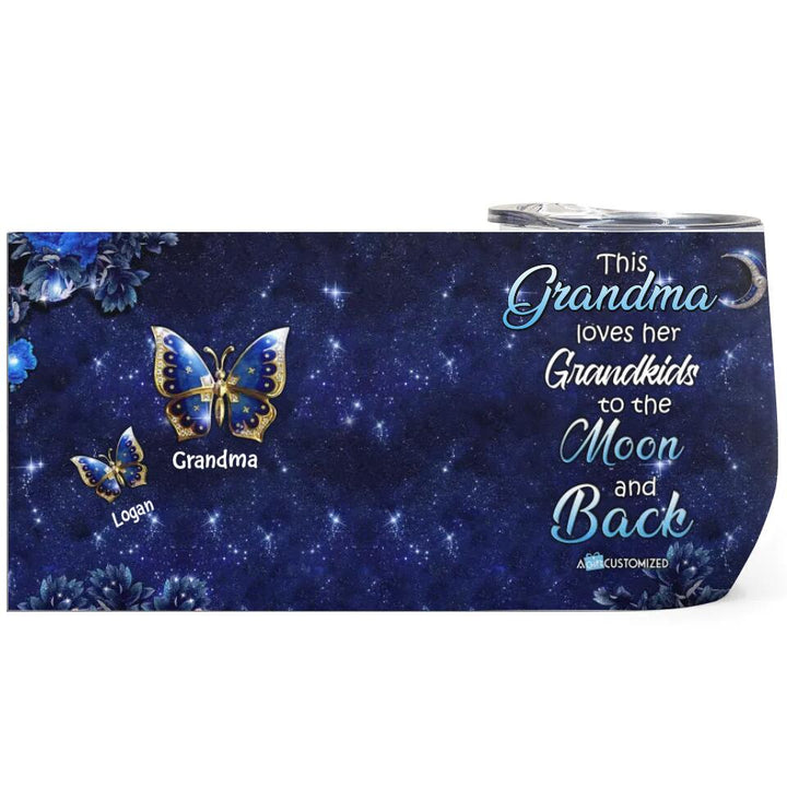 Personalized Wine Tumbler - Gift For Grandma - Grandma Butterfly ARND018