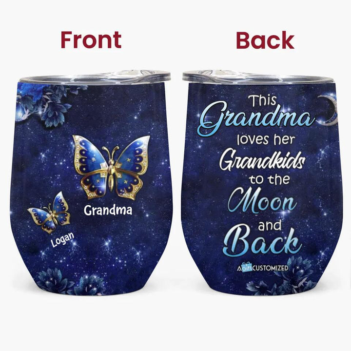 Personalized Wine Tumbler - Gift For Grandma - Grandma Butterfly ARND018