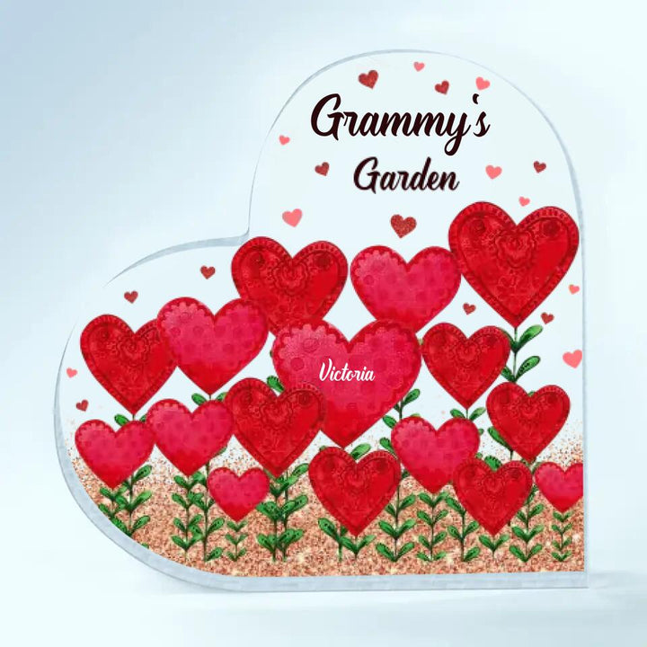 Personalized Heart-shaped Acrylic Plaque - Gift For Grandma - Grandma's Garden ARND037