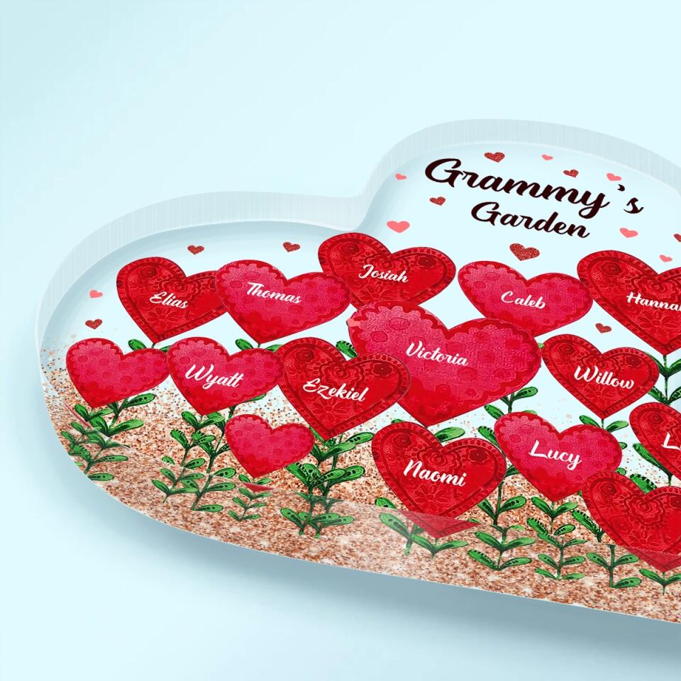 Personalized Heart-shaped Acrylic Plaque - Gift For Grandma - Grandma's Garden ARND037