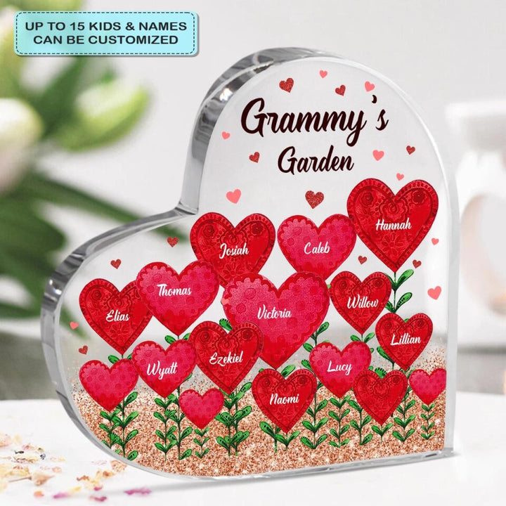 Personalized Heart-shaped Acrylic Plaque - Gift For Grandma - Grandma's Garden ARND037