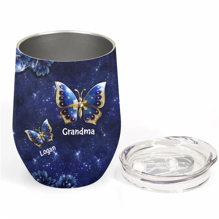 Personalized Wine Tumbler - Gift For Grandma - Grandma Butterfly ARND018