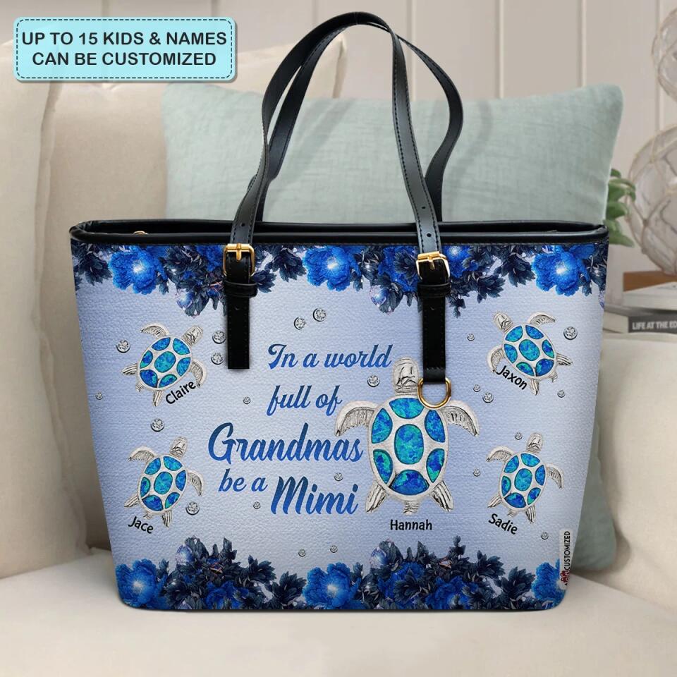 Personalized Leather Bucket Bag - Gift For Grandma - Turtle Be A Grandma ARND037