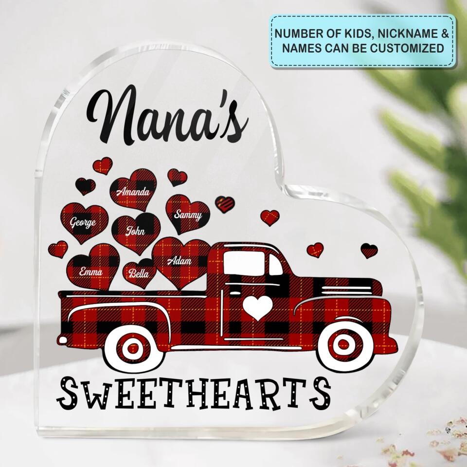 Personalized Heart-shaped Acrylic Plaque - Gift For Mom & Grandma - Nana's Sweethearts ARND018