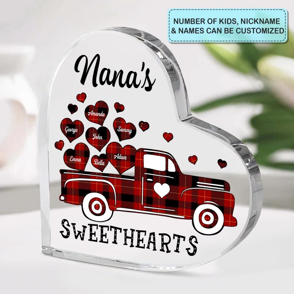 Personalized Heart-shaped Acrylic Plaque - Gift For Mom & Grandma - Nana's Sweethearts ARND018