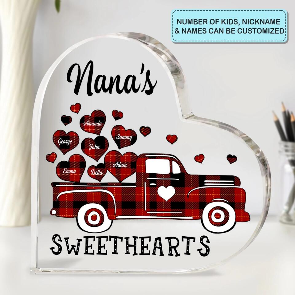 Personalized Heart-shaped Acrylic Plaque - Gift For Mom & Grandma - Nana's Sweethearts ARND018