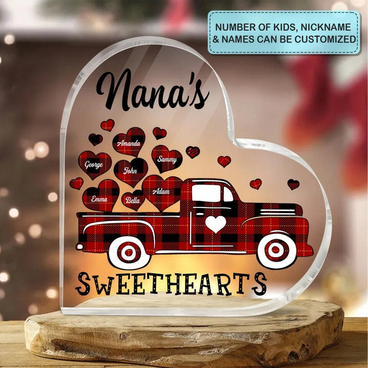 Personalized Heart-shaped Acrylic Plaque - Gift For Mom & Grandma - Nana's Sweethearts ARND018