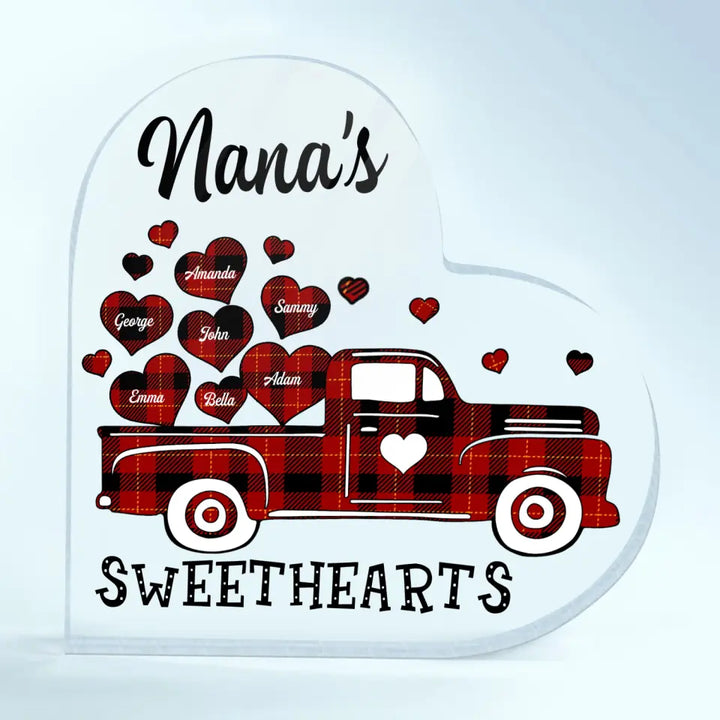 Personalized Heart-shaped Acrylic Plaque - Gift For Mom & Grandma - Nana's Sweethearts ARND018