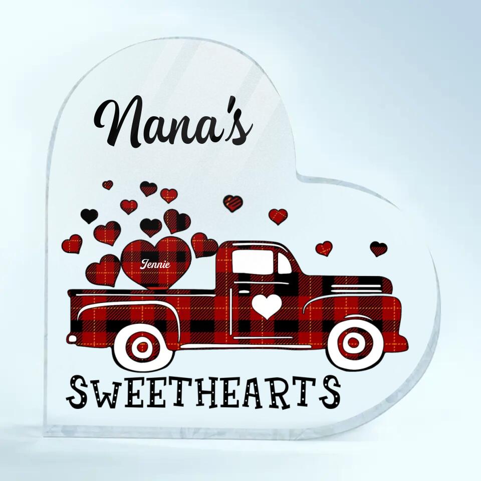 Personalized Heart-shaped Acrylic Plaque - Gift For Mom & Grandma - Nana's Sweethearts ARND018