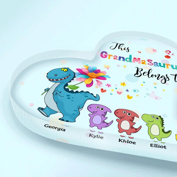 Personalized Heart-shaped Acrylic Plaque - Gift For Grandma - This Grandmasaurus Belongs To ARND037